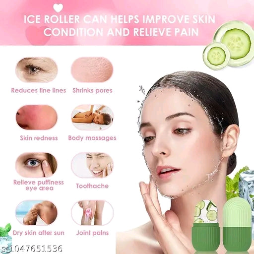 Face Ice Roller for Men & Women | Reusable & Unbreakable Facial Massager | Ice Cube Roller for Glowing Skin, Puffy Eyes & Skin Care Routine Pack of 4